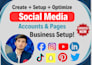 create social media accounts and set up instagram or facebook business pages
